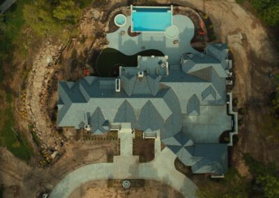 Aerial view of large house